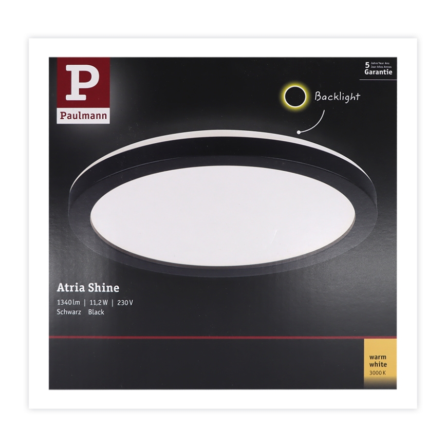 Paulmann 70997 - LED/11,2W Painel integrado ATRIA 230V 3000K diâmetro 19 cm preto