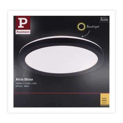 Paulmann 70997 - LED/11,2W Painel integrado ATRIA 230V 3000K diâmetro 19 cm preto