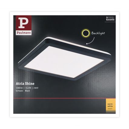Paulmann 71000 - LED/11,2W Painel integrado ATRIA 230V 3000K 19x19 cm preto