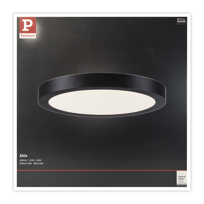 Paulmann 71025 - LED/22W Iluminação de teto ABIA 230V preto