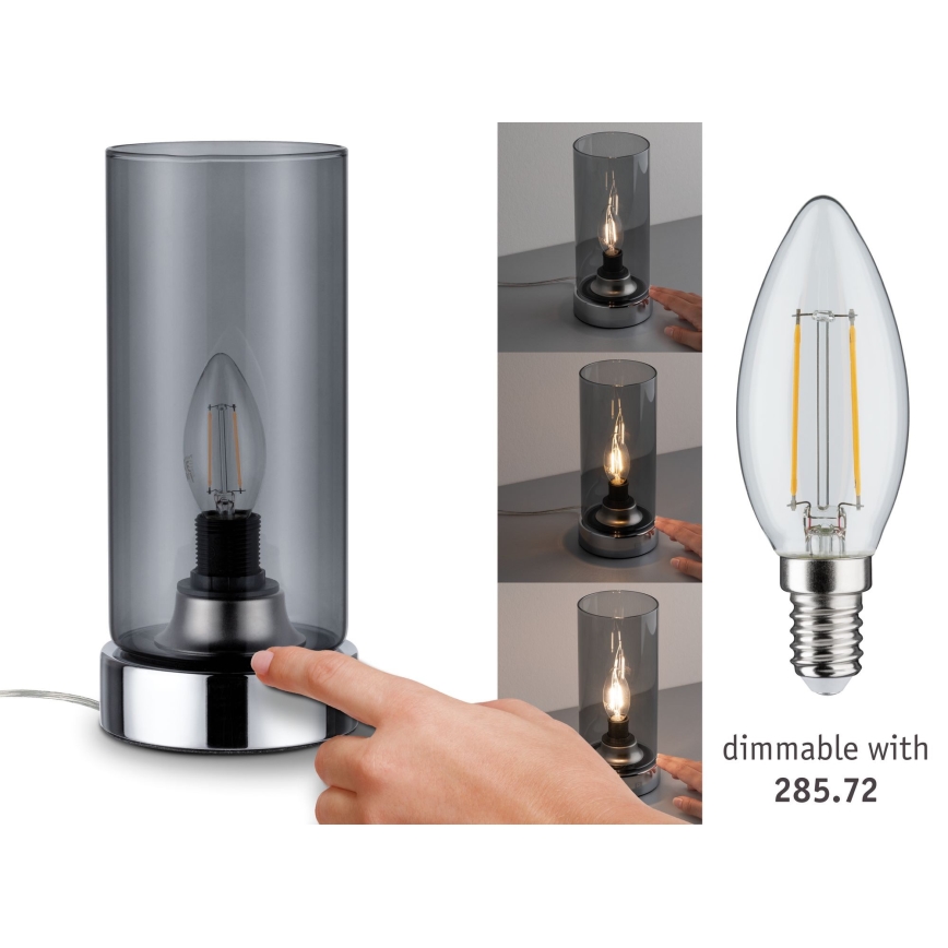 Paulmann 77056 - 1xE14/20W Candeeiro de mesa táctil com regulação PINJA 230V