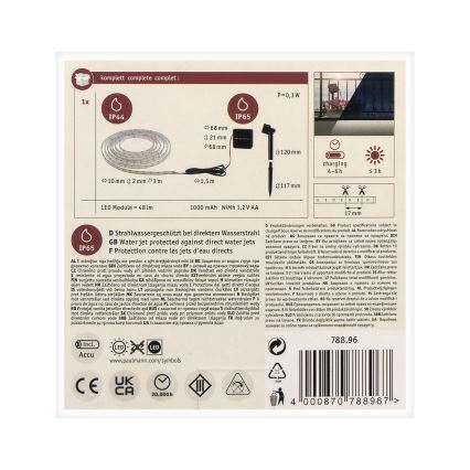 Paulmann 78896 - LED/0,3W IP44 Tira solar 3m 1,2V