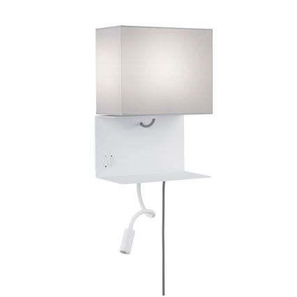 Paulmann 78913 - LED/2,5W + 1xE27/40W Aplique de parede com prateleira e porta USB MERANI 230V branco