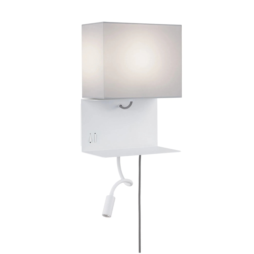 Paulmann 78913 - LED/2,5W + 1xE27/40W Aplique de parede com prateleira e porta USB MERANI 230V branco