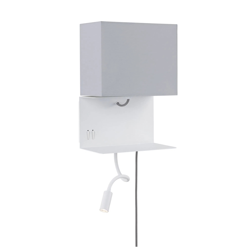 Paulmann 78913 - LED/2,5W + 1xE27/40W Aplique de parede com prateleira e porta USB MERANI 230V branco