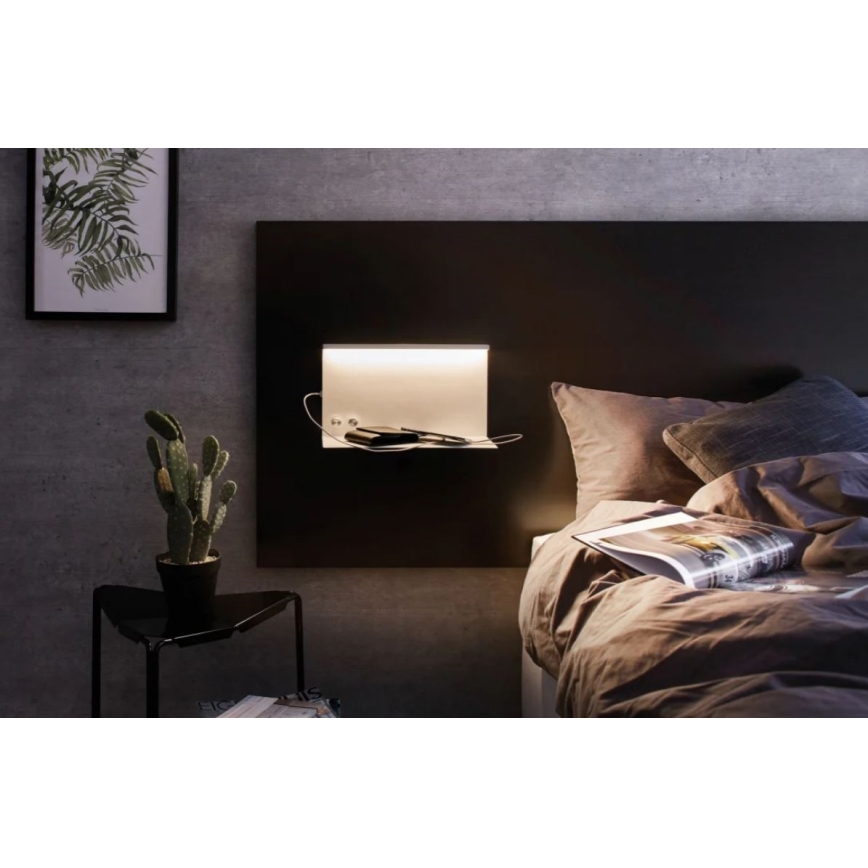 Paulmann 78919 - LED/4,5W Iluminação com regulação com prateleira e USB + LED/1,6W 230V