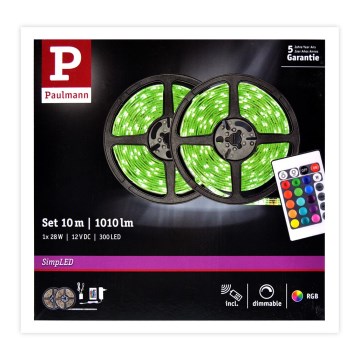 Paulmann 78980 - Tira com regulação LED RGB/28W SIMPLED 10m 230V + CR