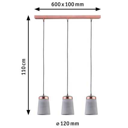 Paulmann 79626 - 3xE27/20W Candelabro suspenso NEORDIC STIG 230V