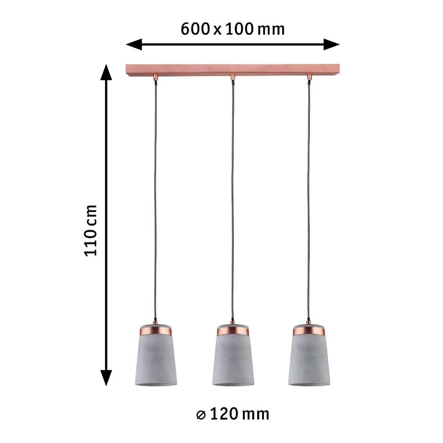Paulmann 79626 - 3xE27/20W Candelabro suspenso NEORDIC STIG 230V