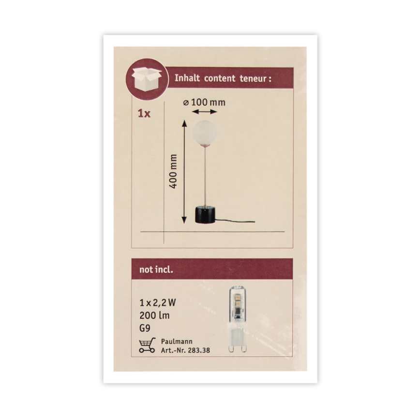 Paulmann 79662 - 1xG9/10W Candeeiro de mesa NEORDIC MOA 230V
