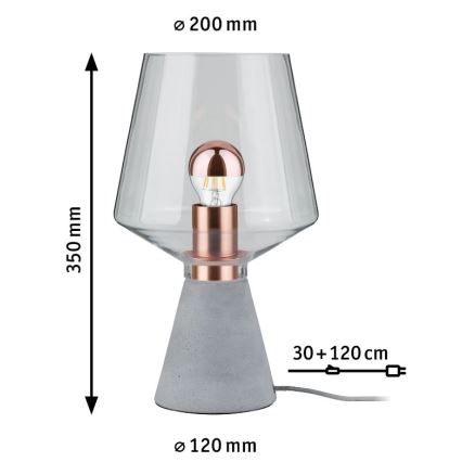 Paulmann 79665 - 1xE27/20W Candeeiro de mesa NEORDIC YORIK 230V