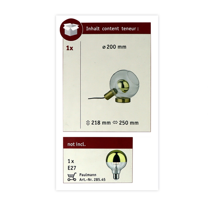 Paulmann 79727 - 1xE27/20W Candeeiro de mesa ESBEN 230V
