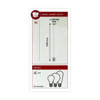 Paulmann 79750 - 1xE27/20W Candelabro suspenso NORDIN 230V