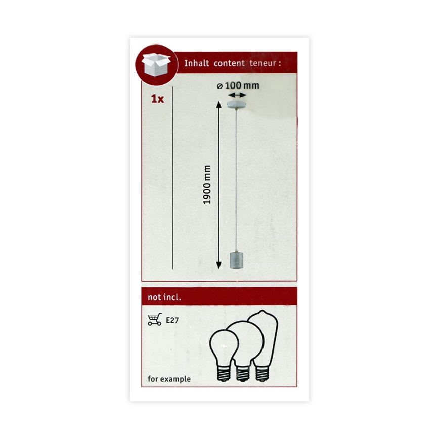 Paulmann 79750 - 1xE27/20W Candelabro suspenso NORDIN 230V