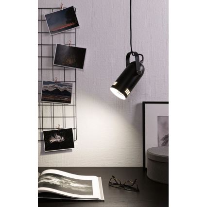 Paulmann 79766 - 1xE27/15W Lustre suspenso por cabo LAVEA 230V preto