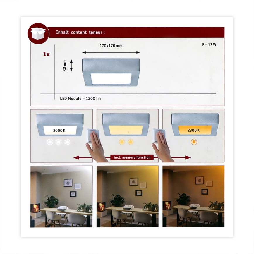 Paulmann 79791 - LED/10,2W Iluminação de teto CARPO 230V 2300-3000K