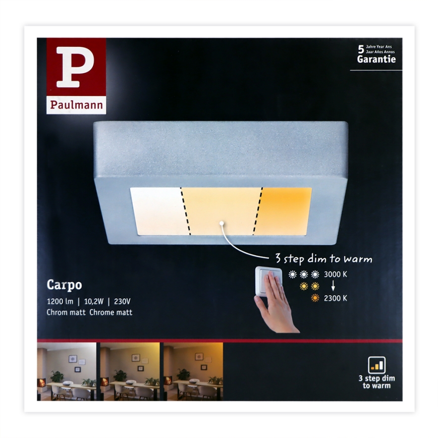 Paulmann 79791 - LED/10,2W Iluminação de teto CARPO 230V 2300-3000K