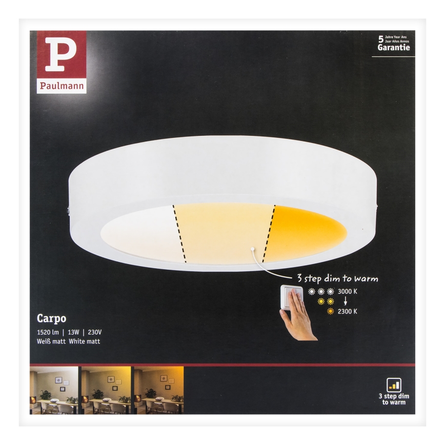 Paulmann 79795 - LED/13W Iluminação de teto CARPO 230V 2300/2500/3000K