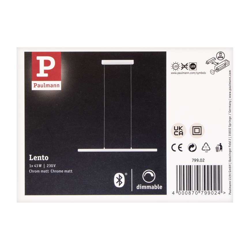Paulmann 79902 - LED/43W Candelabro suspenso com regulação SMART LENTO 230V 2700-6000K