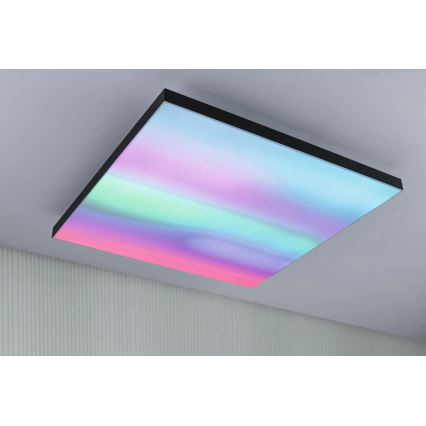 Paulmann 79913 - LED/31W RGBW Candeeiro de teto dimerizável LORIA 230V 3000-6500K 59,5x59,5 cm preto + comando remoto
