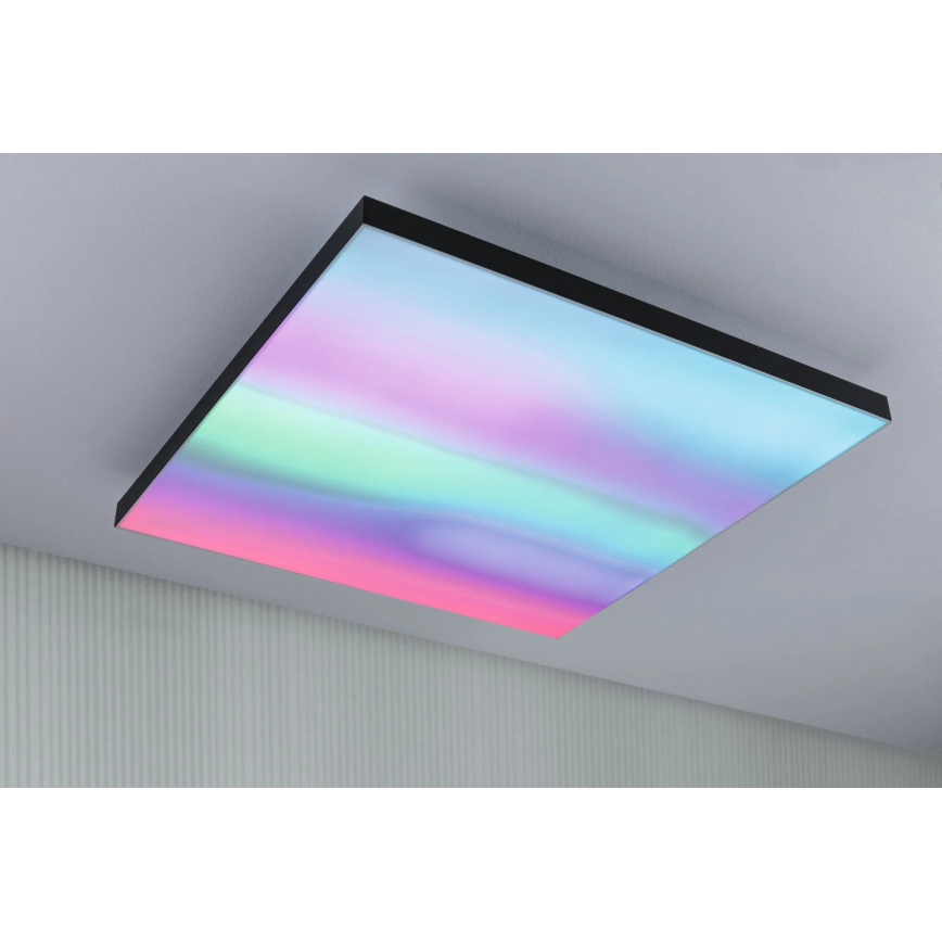 Paulmann 79913 - LED/31W RGBW Candeeiro de teto dimerizável LORIA 230V 3000-6500K 59,5x59,5 cm preto + comando remoto