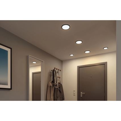 Paulmann 79965 - Candeeiro LED de teto encastrado para casa de banho AREO, 13W, IP44, regulável, 230V, Ø 17,5 cm, preto