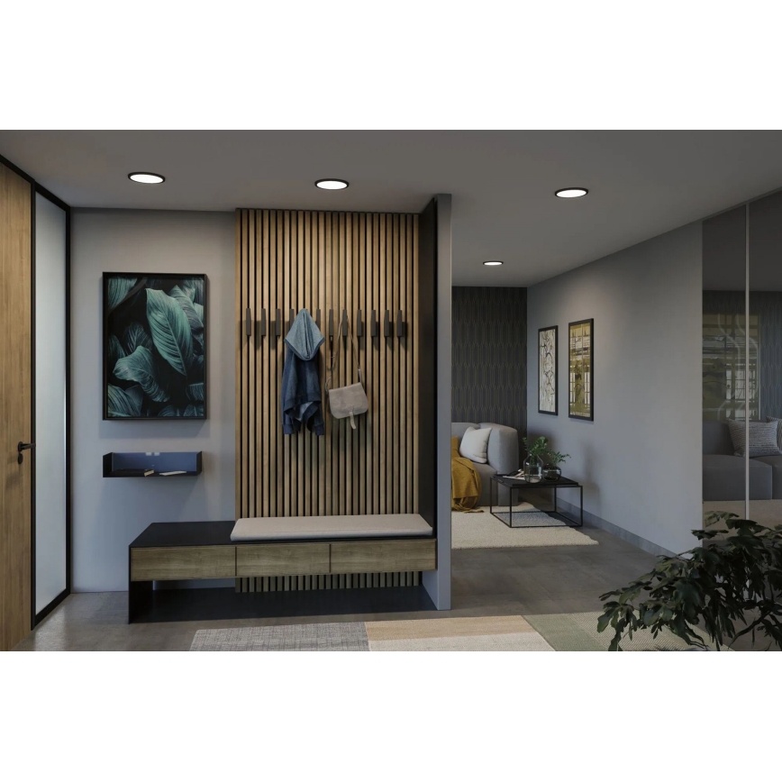 Paulmann 79965 - Candeeiro LED de teto encastrado para casa de banho AREO, 13W, IP44, regulável, 230V, Ø 17,5 cm, preto