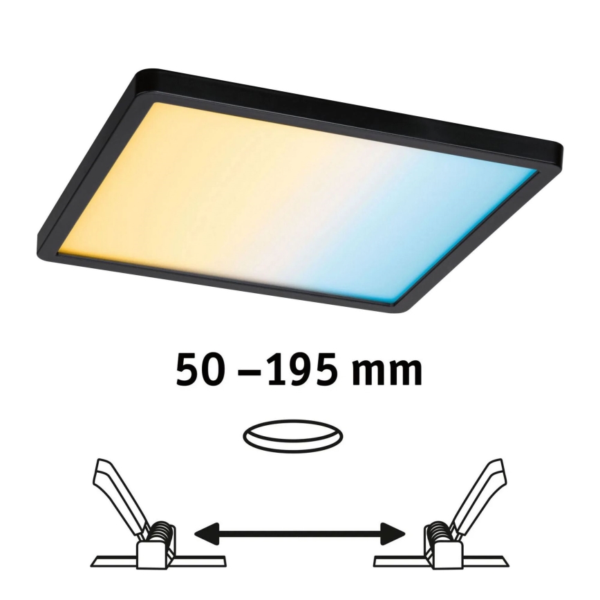 Paulmann 79967 - AREO luminária de teto encastrada para casa de banho, LED 16W, IP44, dimerizável, 230V, 23x23 cm, preto