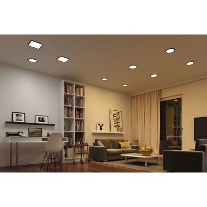 Paulmann 79967 - AREO luminária de teto encastrada para casa de banho, LED 16W, IP44, dimerizável, 230V, 23x23 cm, preto