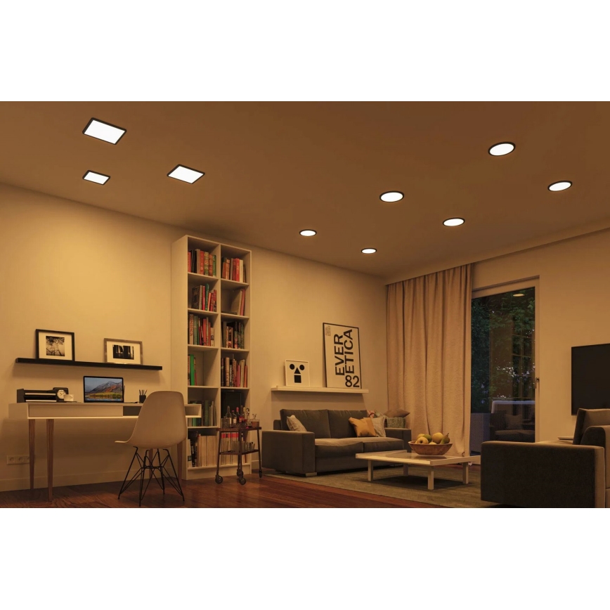 Paulmann 79967 - AREO luminária de teto encastrada para casa de banho, LED 16W, IP44, dimerizável, 230V, 23x23 cm, preto