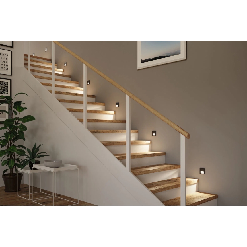 Paulmann 80004 - Iluminação de escada LED/1W com sensor TSARO 230V Lead/preto