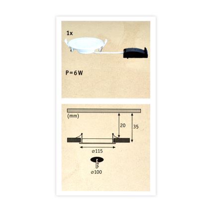 Paulmann 92061 - LED/6W IP44 Luz encastrada de casa de banho QUALITY LINE 230V