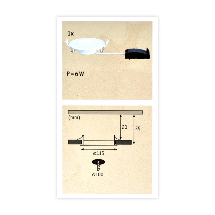 Paulmann 92061 - LED/6W IP44 Luz encastrada de casa de banho QUALITY LINE 230V