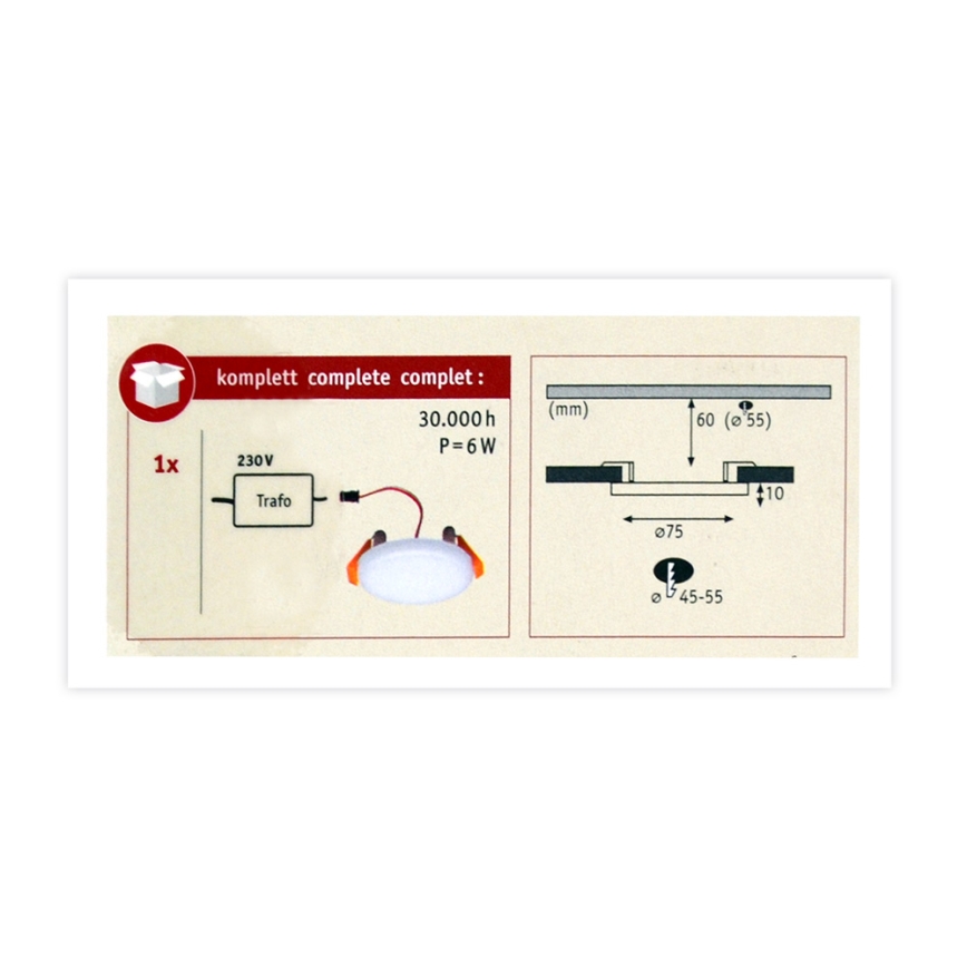 Paulmann 92387 - LED/4,5W IP44 Luz encastrada de casa de banho VARIFIT 230V
