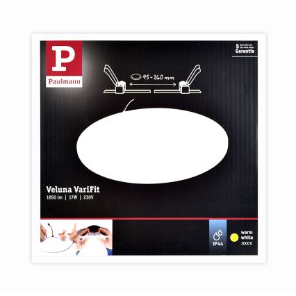 Paulmann 92389 - LED/17W IP44 Luz encastrada de casa de banho VARIFIT 230V