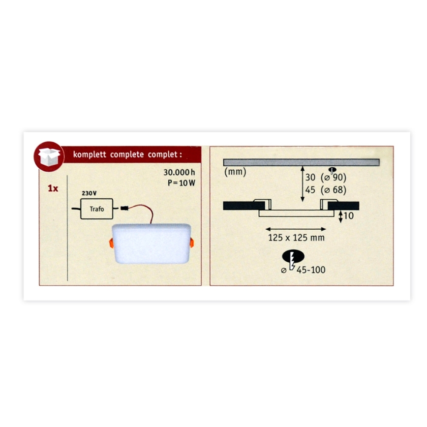 Paulmann 92397 - LED/8,5W IP44 Luz encastrada de casa de banho VARIFIT 230V