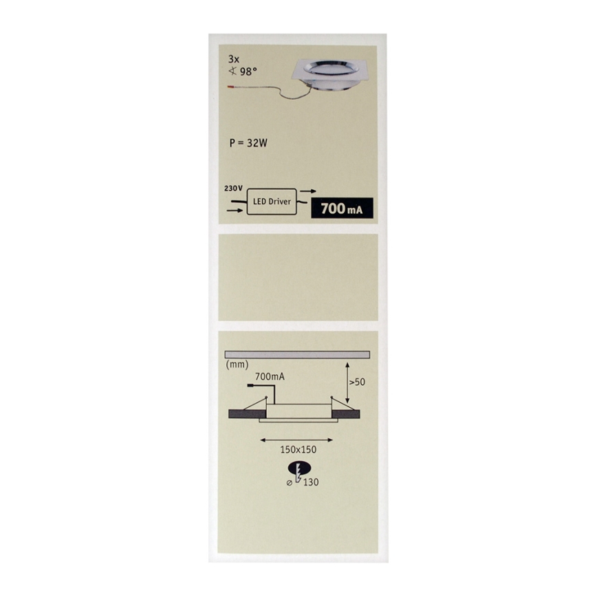 Paulmann 92695 - CONJUNTO 3xLED/8W Luminária embutida regulável DICE 230V