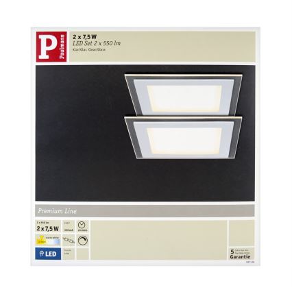Paulmann 92706 - CONJUNTO 2xLED/7,5W Focos de encastrar com regulação DECODICE 230V