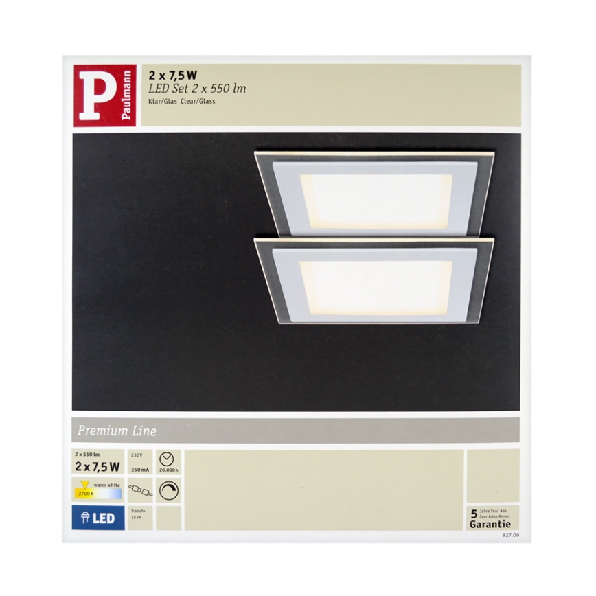 Paulmann 92706 - CONJUNTO 2xLED/7,5W Focos de encastrar com regulação DECODICE 230V