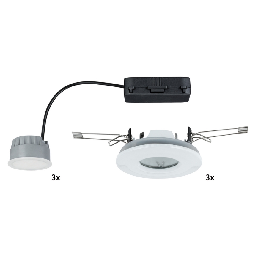 Paulmann 92847 - CONJUNTO 3xLED/7W IP65 Iluminação embutida de casa de banho com regulação COIN 230V