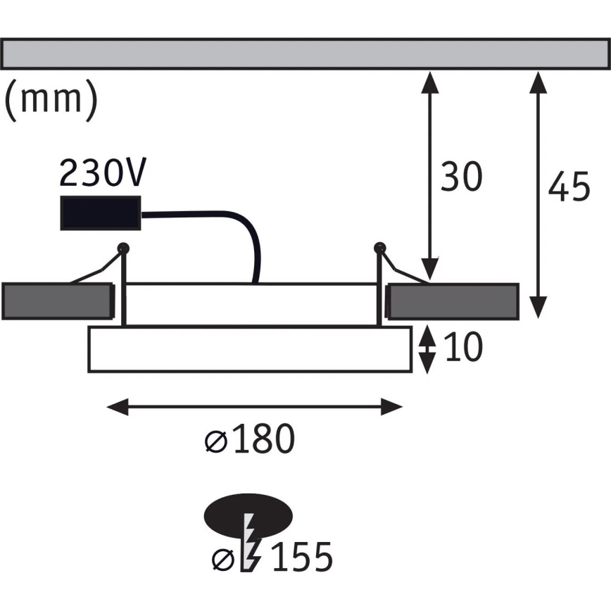 Paulmann 92946 - LED/11W IP23 Luminária de teto embutida para casa de banho AREO 230V Ø 18 cm cromo fosco