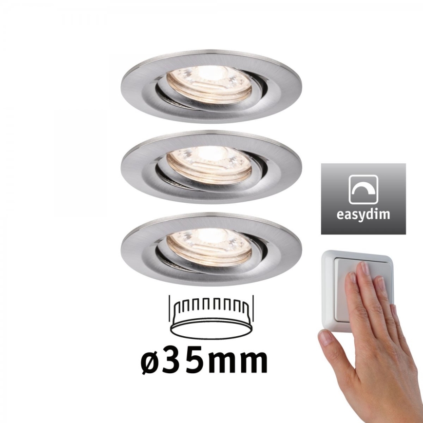 Paulmann 92973 - CONJUNTO 3xLED/4,2W IP23 Iluminação de casa de banho com regulação COIN 230V