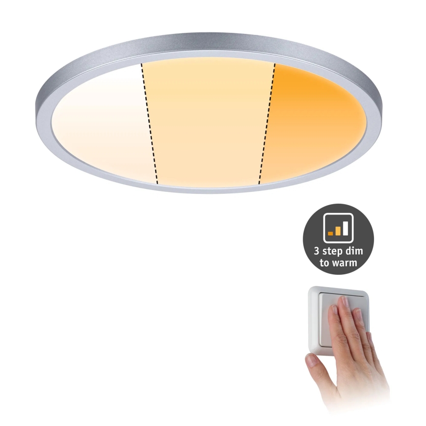 Paulmann 92992 - Luminária de embutir para casa de banho AREO, LED 16 W, IP44, 230 V, 2000/3000/4000 K, diâmetro 23 cm, cromo mate