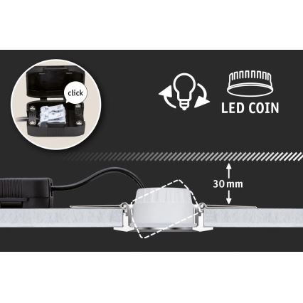 Paulmann 93379 - CONJUNTO 3xLED/6W IP44 Foco de encastrar de casa de banho com regulação GIL 230V