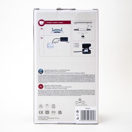 Paulmann 93462 - CONJUNTO 3xLED/6W IP44 Iluminação embutida de casa de banho NOVA 230V