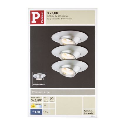 Paulmann 93579 - CONJUNTO 3xLED/3,8W Foco de encastrar PREMIUM 230V