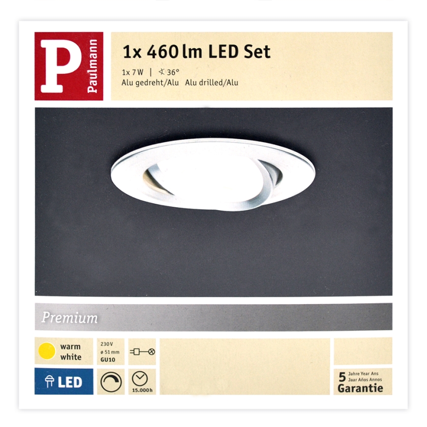 Paulmann 93602 - CONJUNTO GU10/7W IP23 Iluminação embutida de casa de banho com regulação NOVA 230V