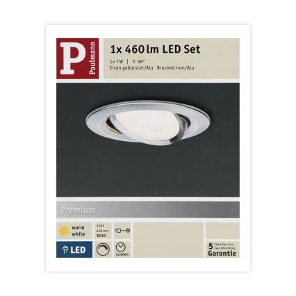 Paulmann 93603 - LED-GU10/7W IP23 Iluminação embutida de casa de banho com regulação NOVA 230V