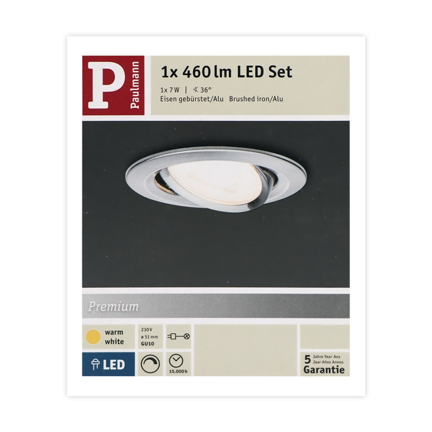 Paulmann 93603 - LED-GU10/7W IP23 Iluminação embutida de casa de banho com regulação NOVA 230V
