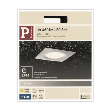 Paulmann 93611 - LED-GU10/7W IP44 Iluminação embutida de casa de banho com regulação NOVA 230V